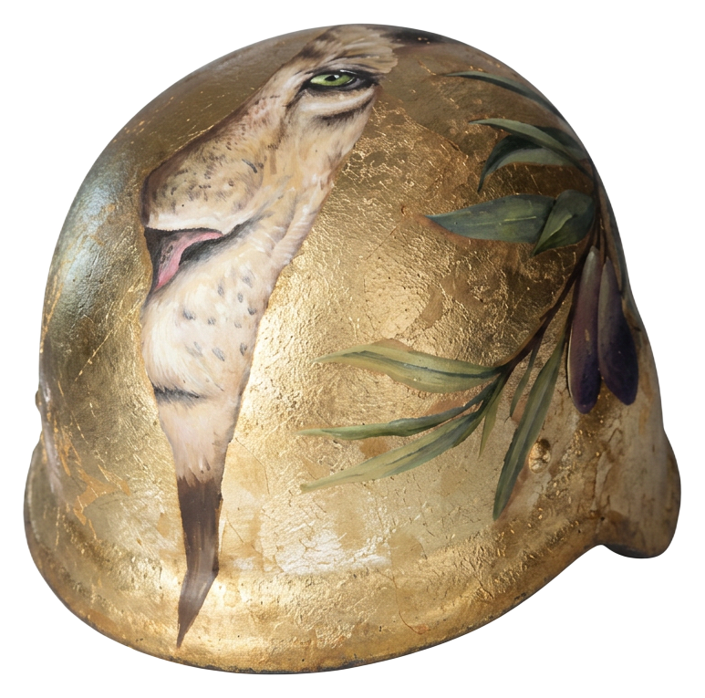 Lion of Judah — helmet painted by Bar Ben Vakil, three views